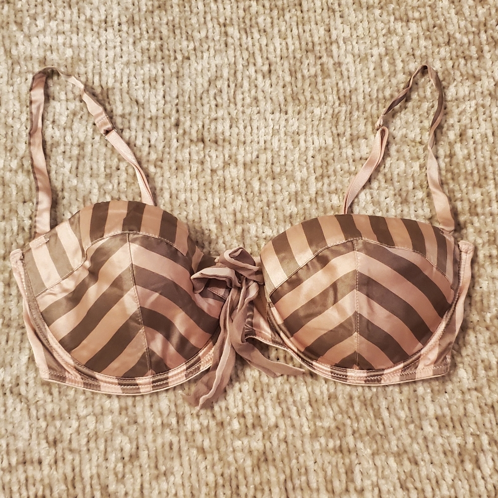 NWOT Victoria's Secret Vintage Striped Silk Balconette Bra